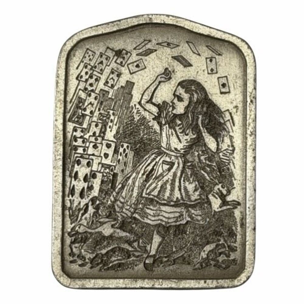 VTG 1974 Bergamot Brass Works Alice in Wonderland F-72 Belt Buckle Pewter Art